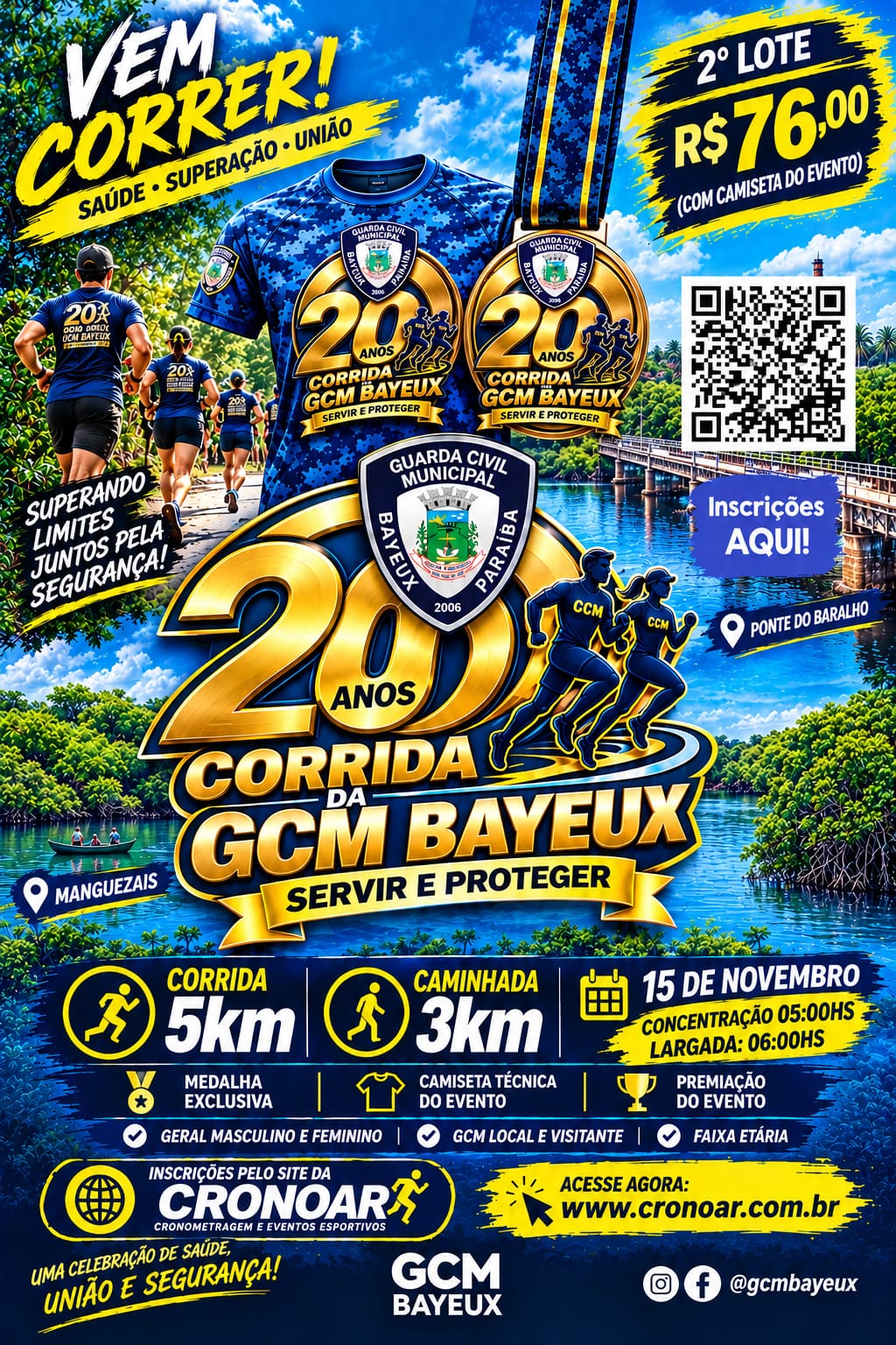 Cartaz de divulgação da prova Corrida da GCM Bayeux 20 Anos