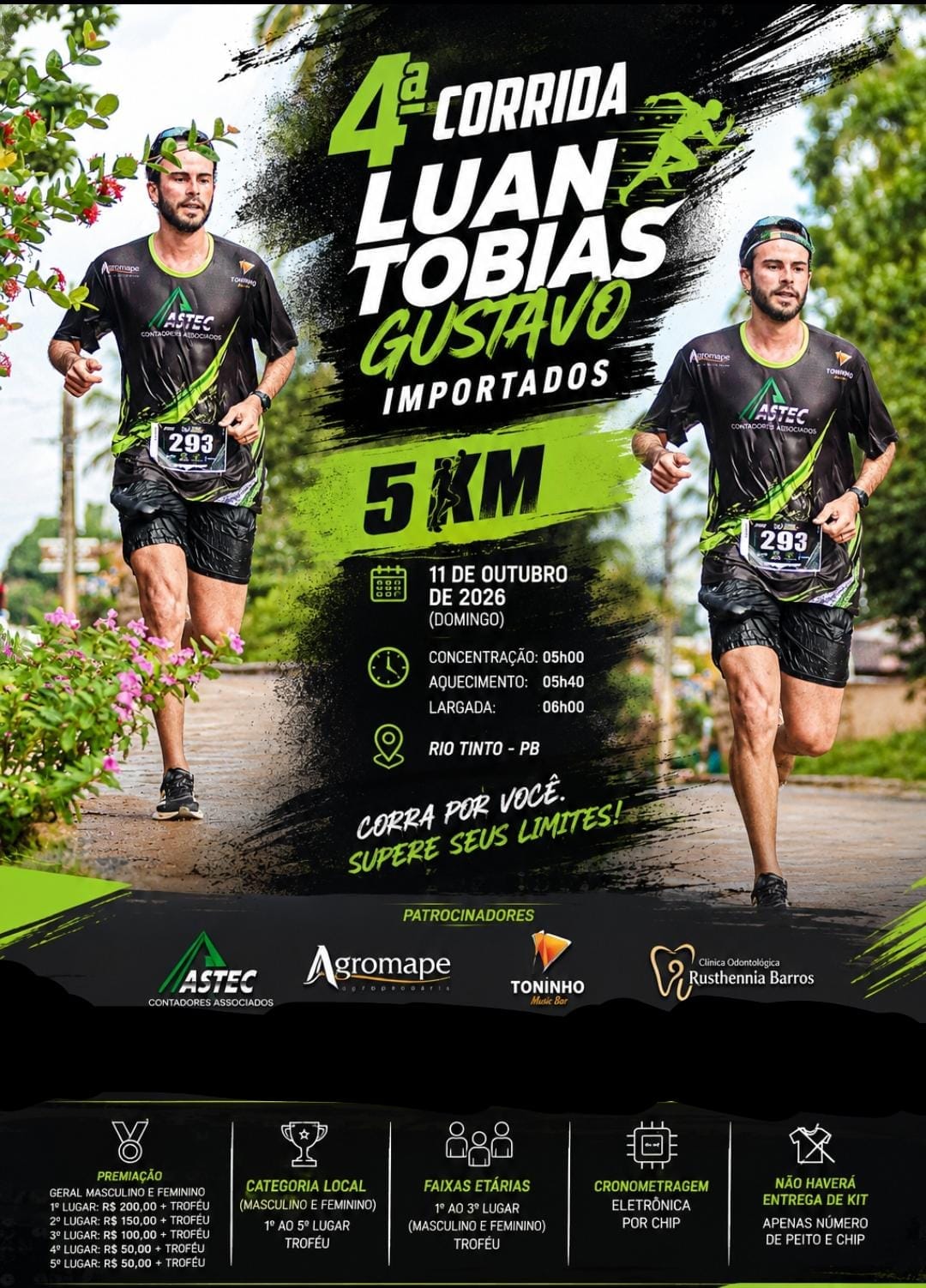 Cartaz de divulgação da prova IV Corrida Luan Tobias Gustavo Importados